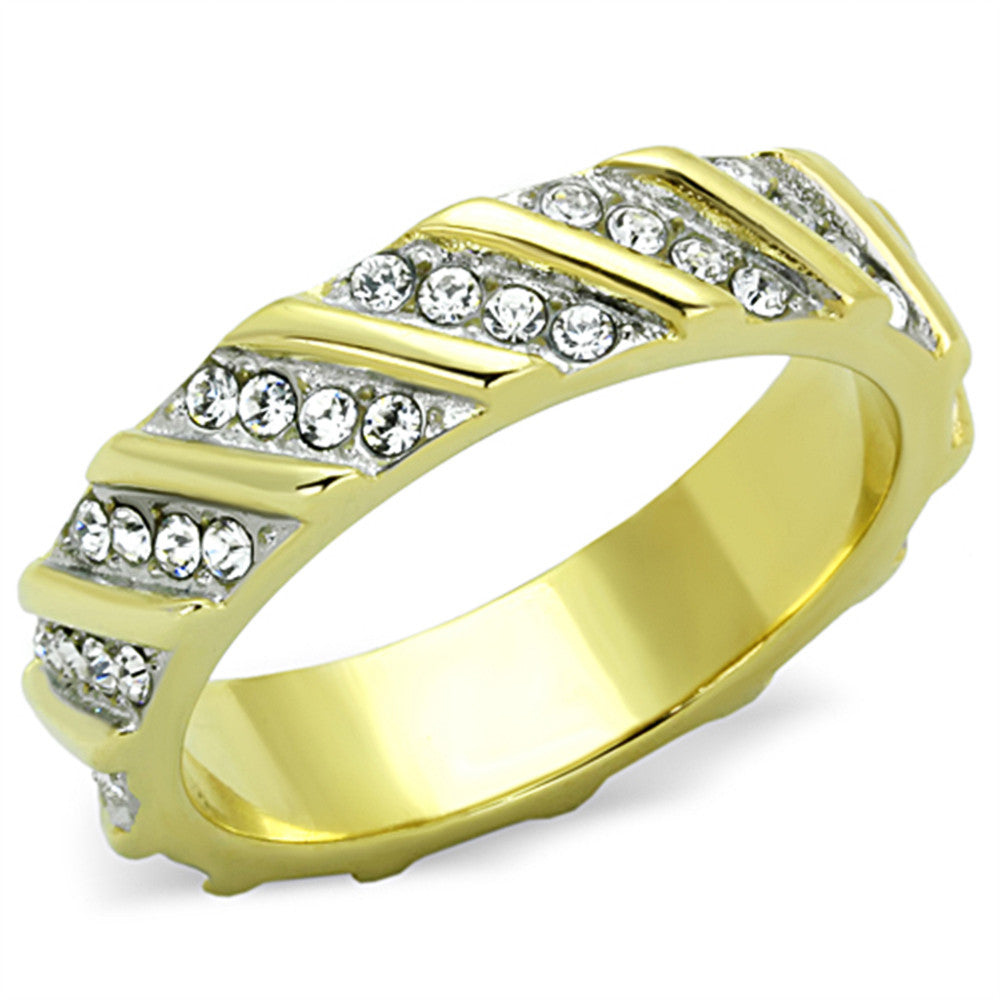 Round Cut Two tone AAA CZ Eternity Anniversary Wedding Ring Band Women's Sz 5-10